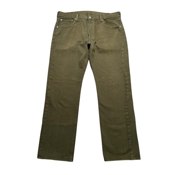 Levis 501 Jeans Mens 34x29 Green Button Fly Straight Fit Denim Waterless Casual - Picture 10 of 13